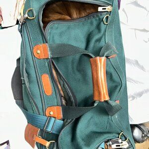 hartmann vintagre hunter green nylon leather trim duffel bag